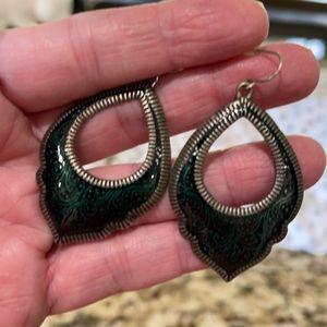 Emerald, black & silver Earrings NEW